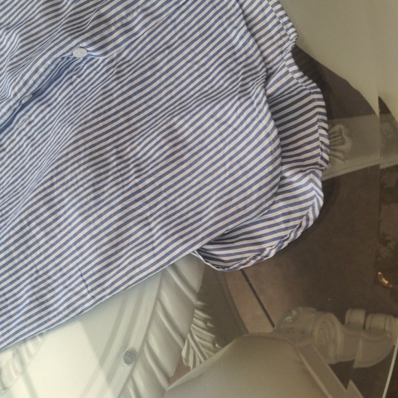 Design In Italy, Blue Striped Midi Dress Shirt, With Pockets, Size Small. - Picture 7 of 15